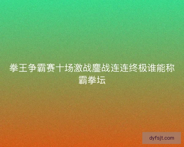 拳王争霸赛十场激战鏖战连连终极谁能称霸拳坛